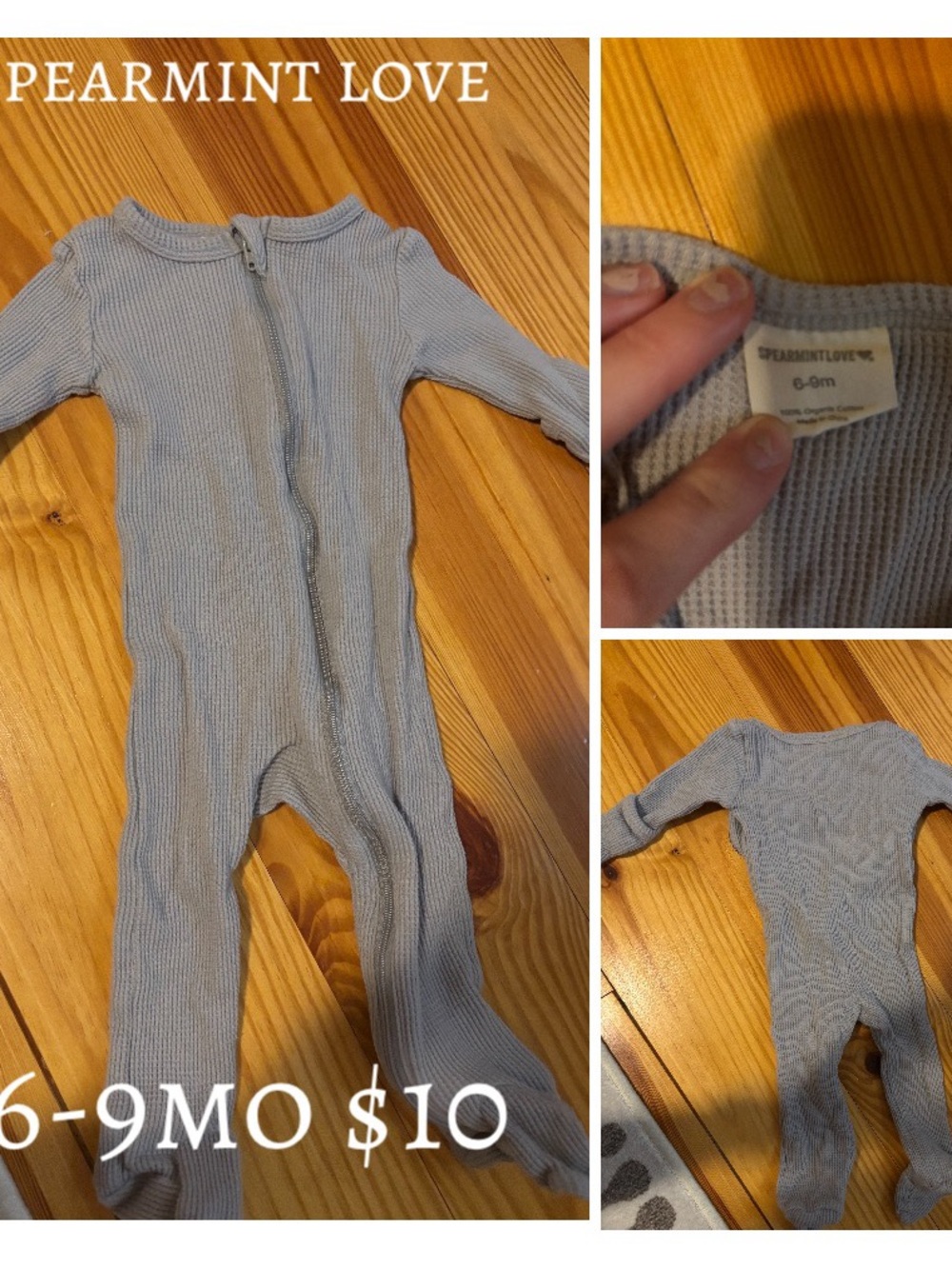 Light Gray Ribbed One-Piece Footed Romper - 6-9M